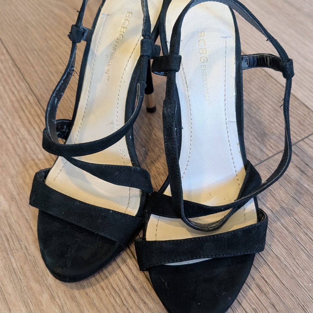 BCBGeneration Black Strappy Heels